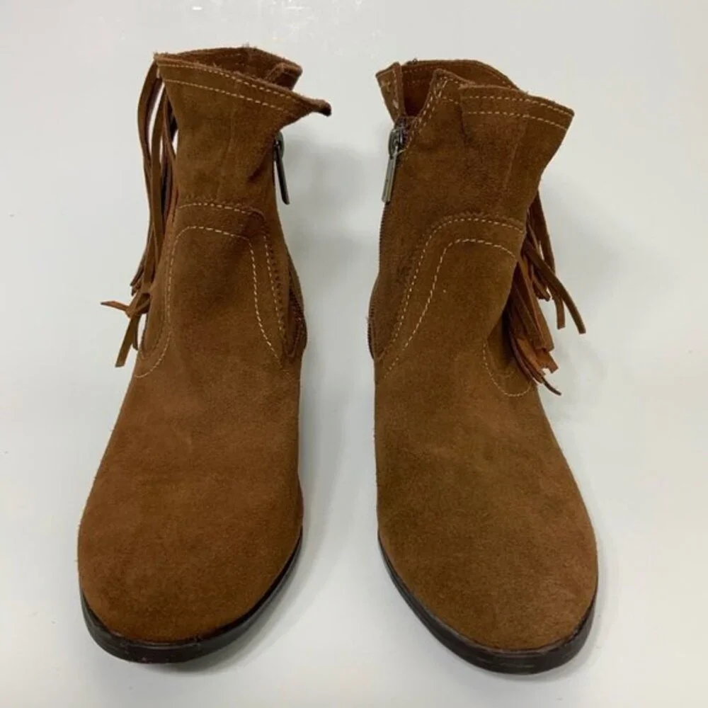 Sam Edelman Suede Brown Fringe Bootie 5